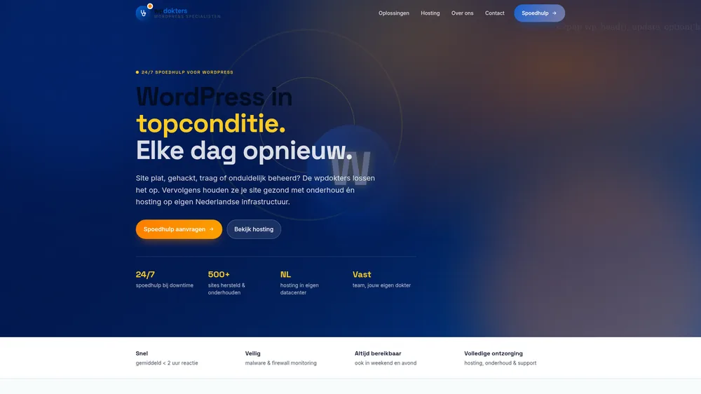 Screenshot van de website wpdokters.nl